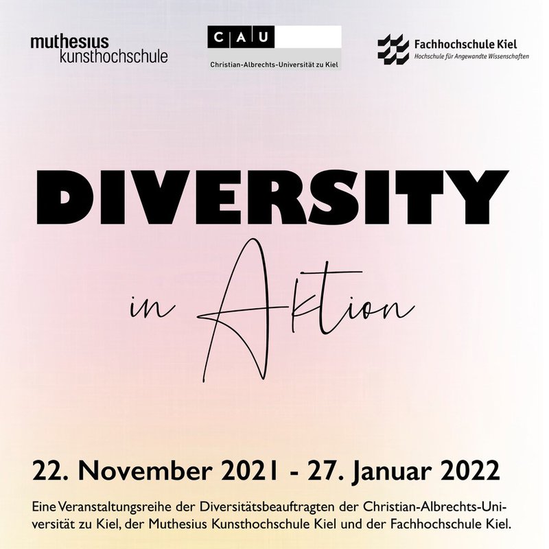 Schriftzug Diversity in Action. Grafische Gestaltung: Merle Eckert, Muthesius Kunsthochschule.