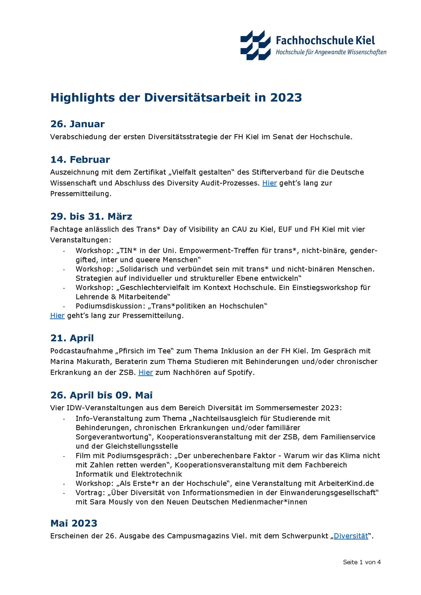 Erste Seite des PDF des Jahresrückblicks.