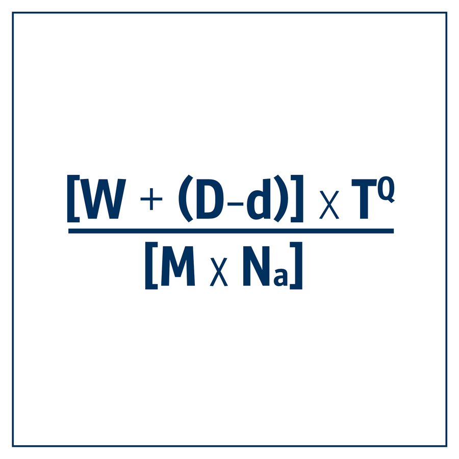 Das Bild zeigt die Formel [W + (D-d)] x TQ ÷ [M x Na]