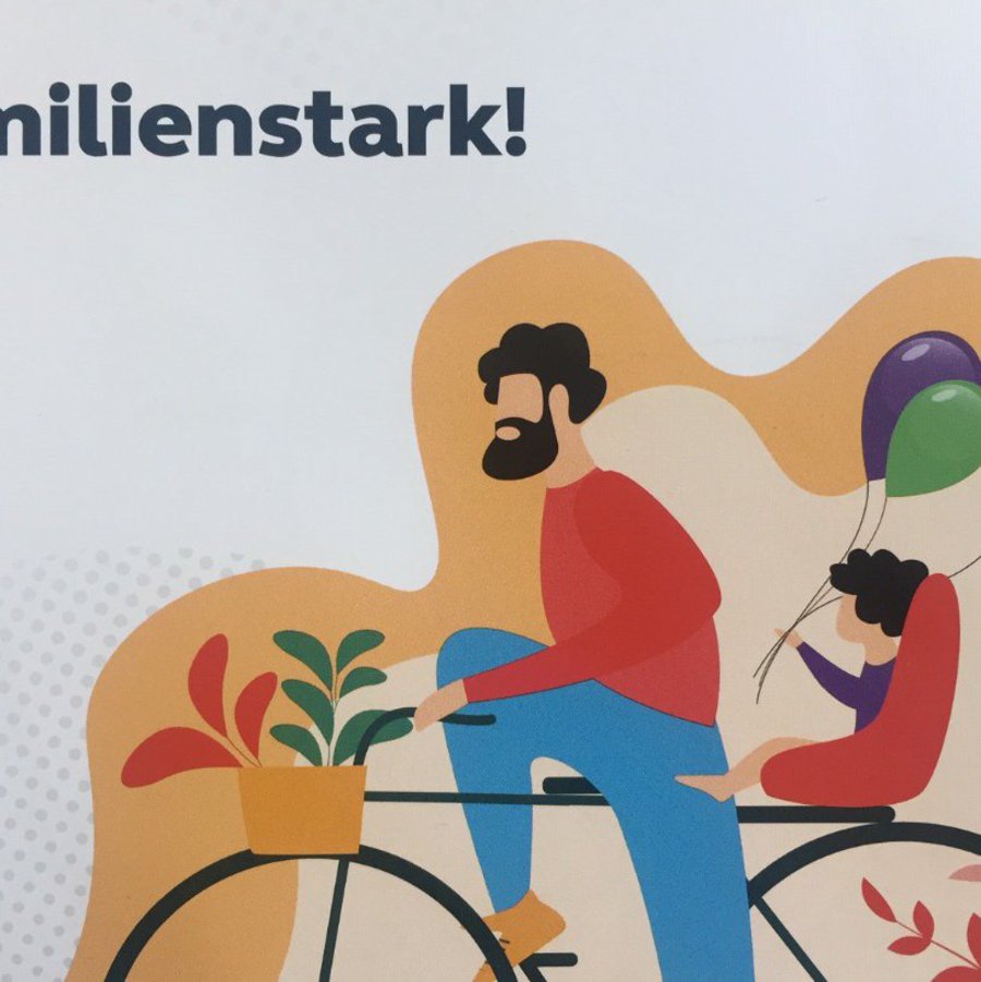 Grafik mit Text: Familienstark!