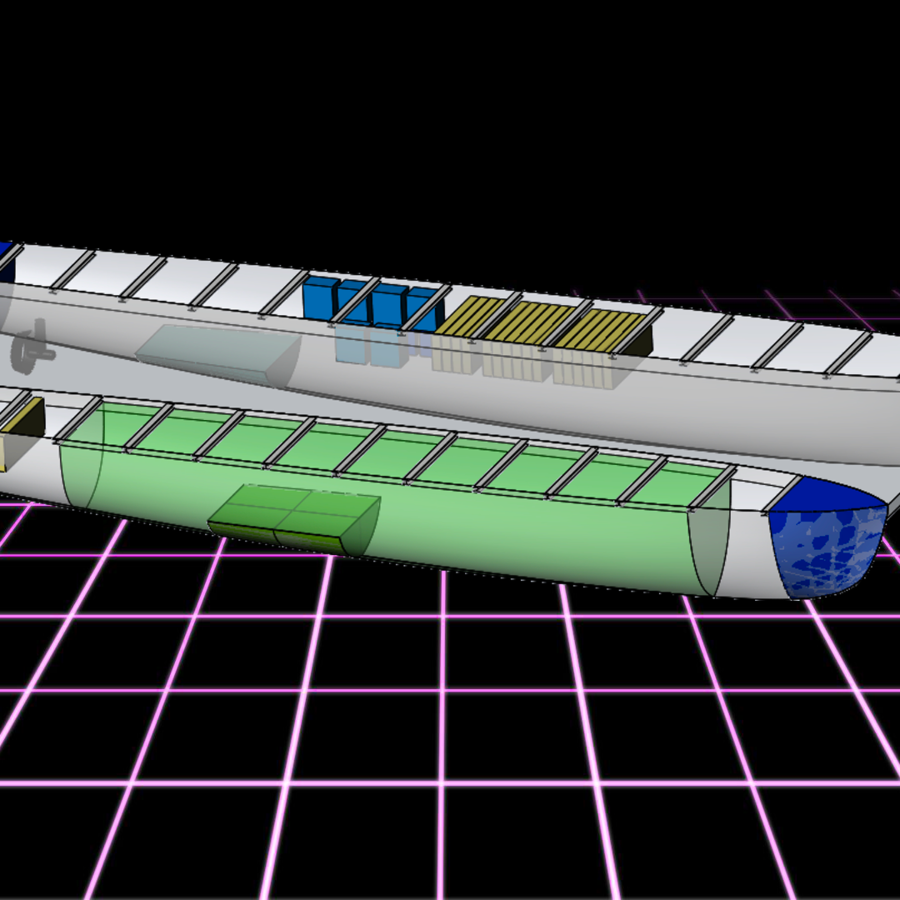 3D-Modell von Schiffsteilen