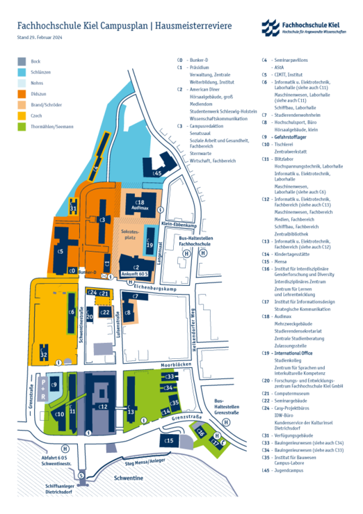 Lageplan Hausmeisterreviere