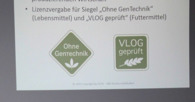 Der Bildausschnitt zeigt die Gütesiegel "Ohne Gertechnik" und "VLOG geprüft".