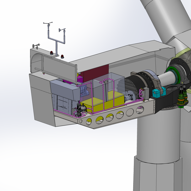 Illustration einer emissionsarmen Windenergieanlage