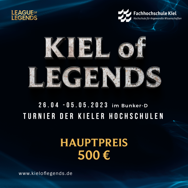 Ankündigung des Kiel of Legends E-Sport-Turniers. 