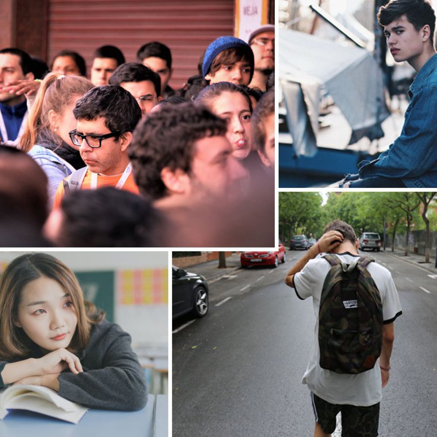 Collage mit Bildern von jungen Menschen