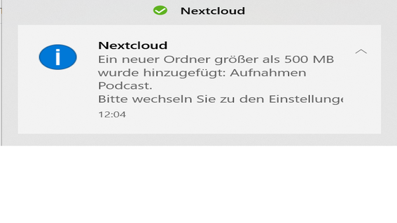 Screenshot Setup Nextcloud