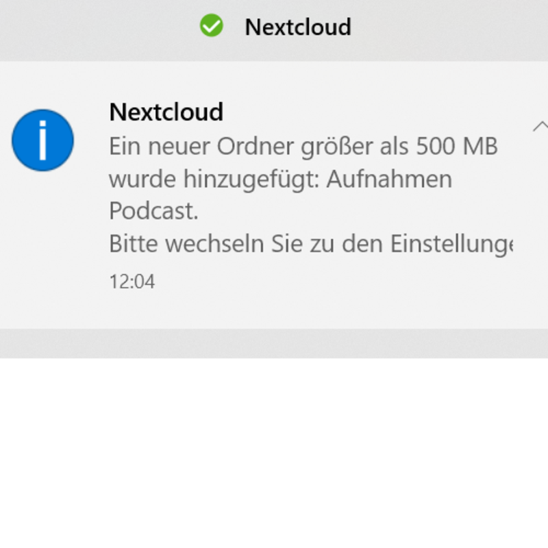 Screenshot Nextcloud Datensicherung