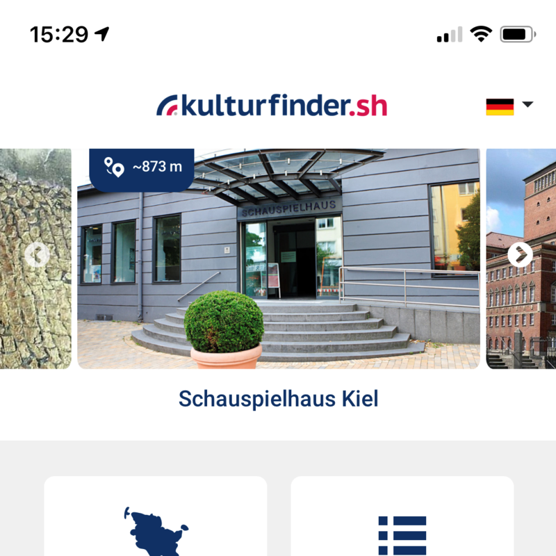 Screenshot der Webseite kulturfinder.sh