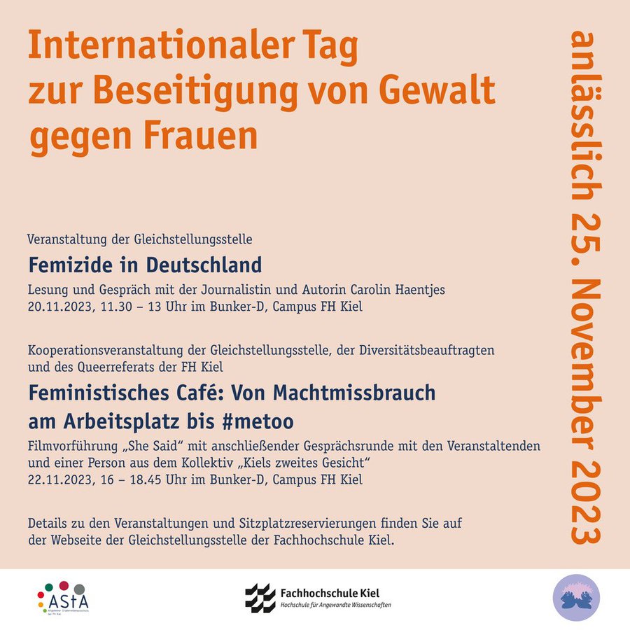 Ankündigung der Veranstaltungen aus Anlass des Internationalen Tags zur Beseitigung von Gewalt gegen Frauen  