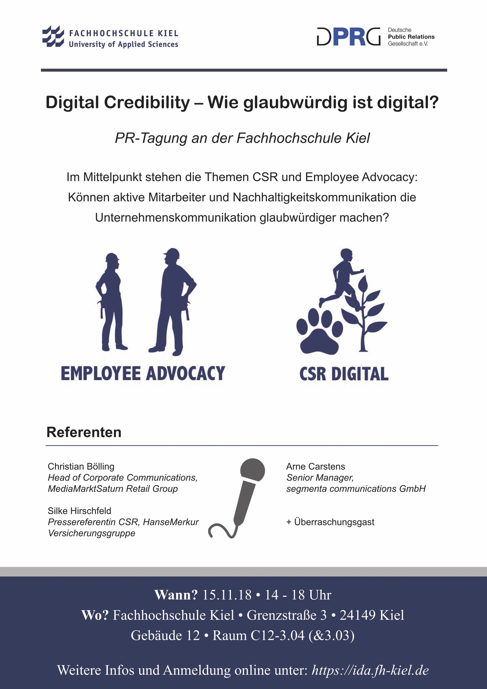 Die Grafik zeigt ein Plakat, das für digitale Glaubwürdigkeit wirbt.