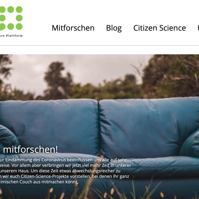 Screenshot Citizen Science Webseite