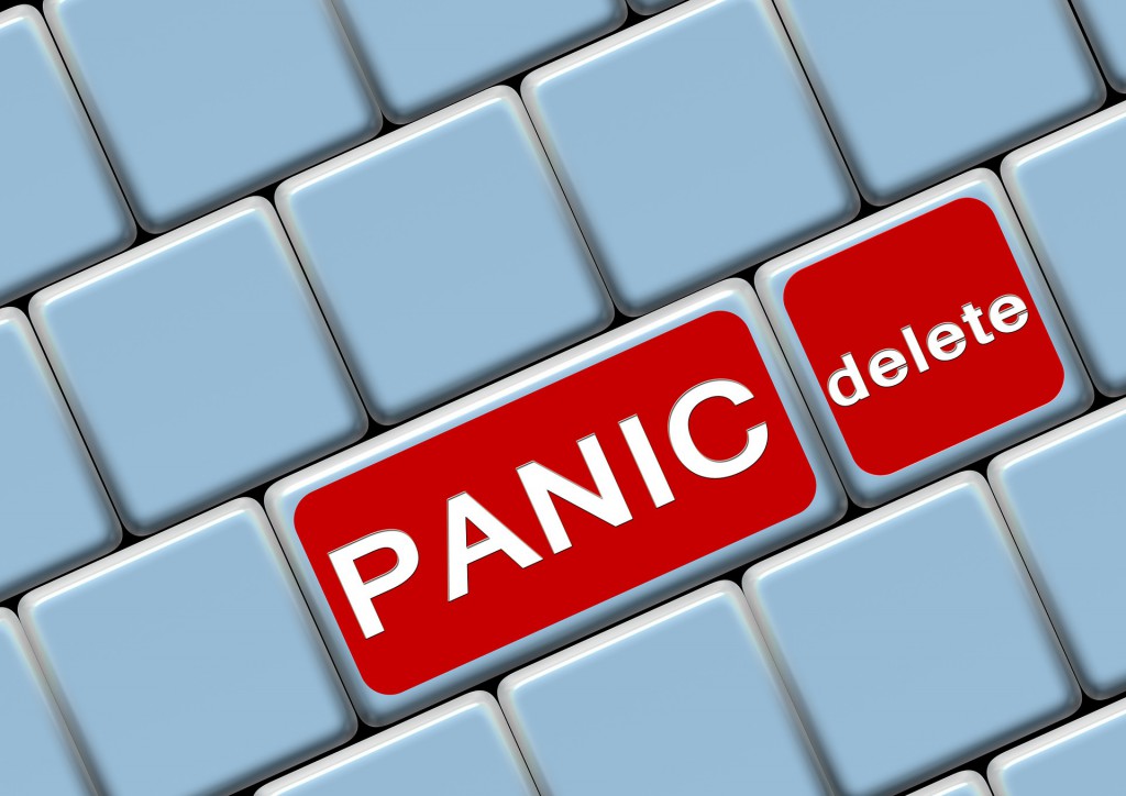 Die Grafik zeigt einen Asuschnitt einer Tastatur mit den Knöpfen "PANIC" und "delete"